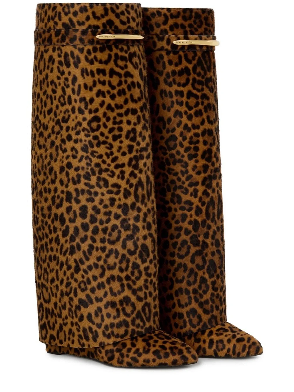 Givenchy Shark Pinch Boots in Leopard Pony-Effect Leather